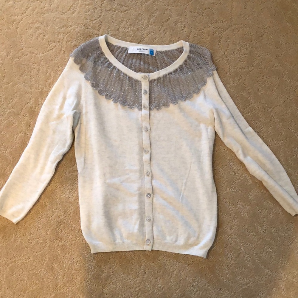 Anthropologie sparrow brand cream button down sweater